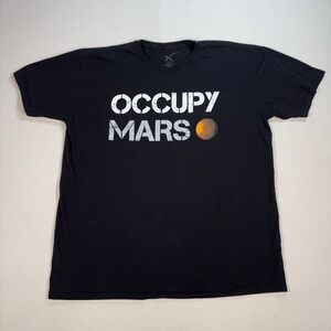 Space X Occupy Mars Graphic T-Shirt Mens XL Black Cotton Elon Musk Spellout Logo